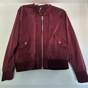 Free People Deep Red Bomber Jacket